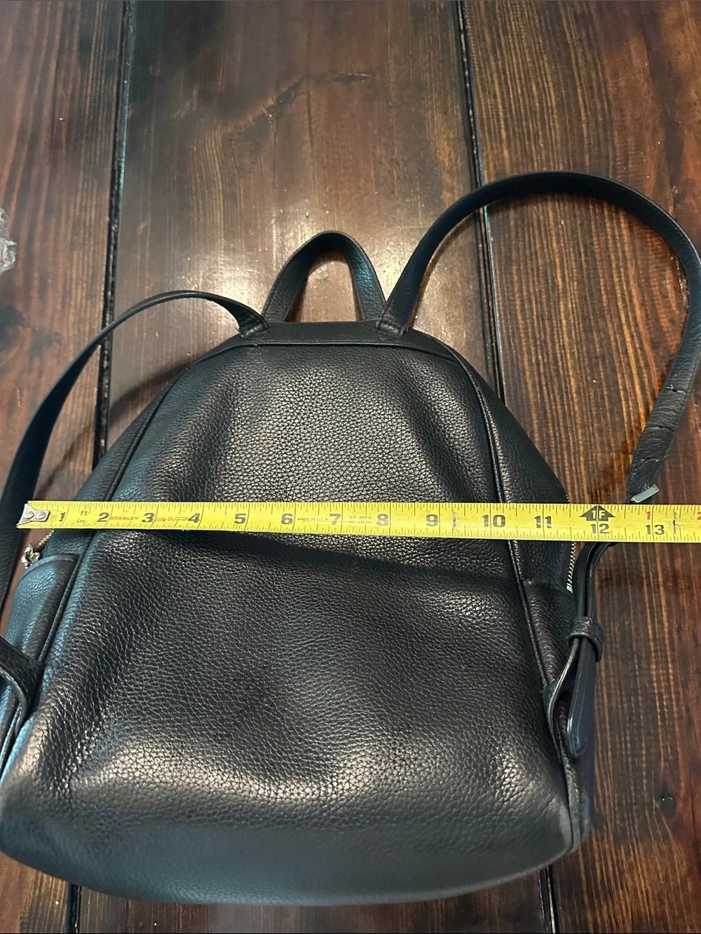 kate spade Leila Dome Black Pebbled Leather Gold Hardware zipper backpack
